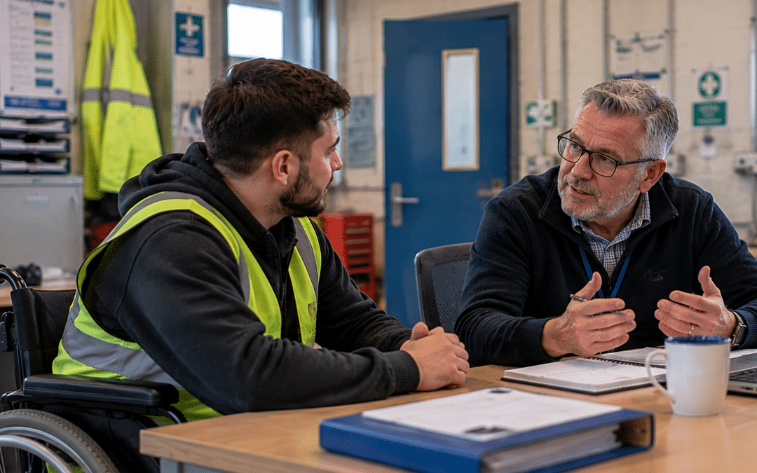 Manager and employee reviewing performance